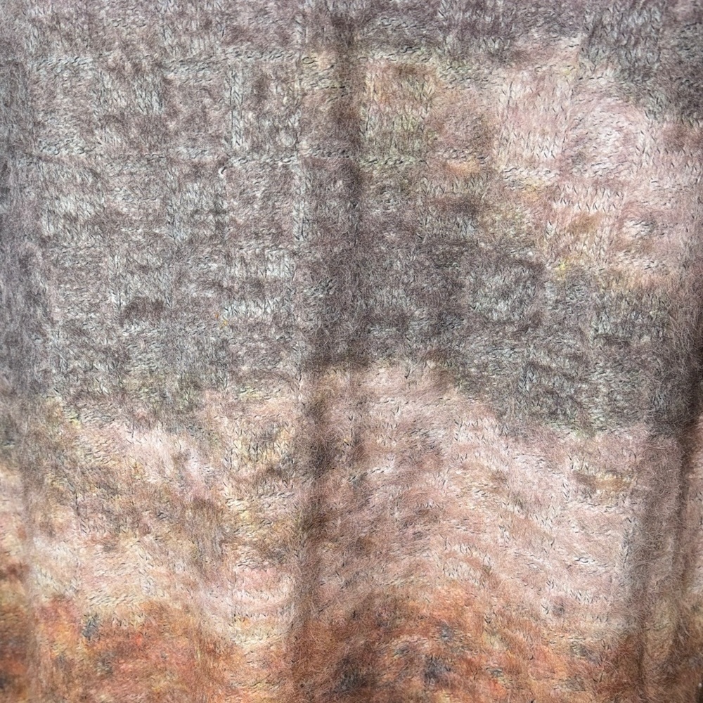 Bohemian Abstract Mountain Landscape Turtleneck Pullover Muted Earthy Tones XL - Picture 6 of 8